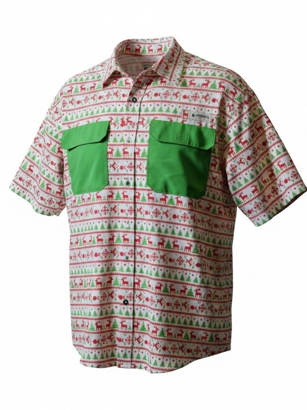 Magellan Fish Gear Christmas Fishing Shirt XL Relaxed Fit Vented Holiday Button